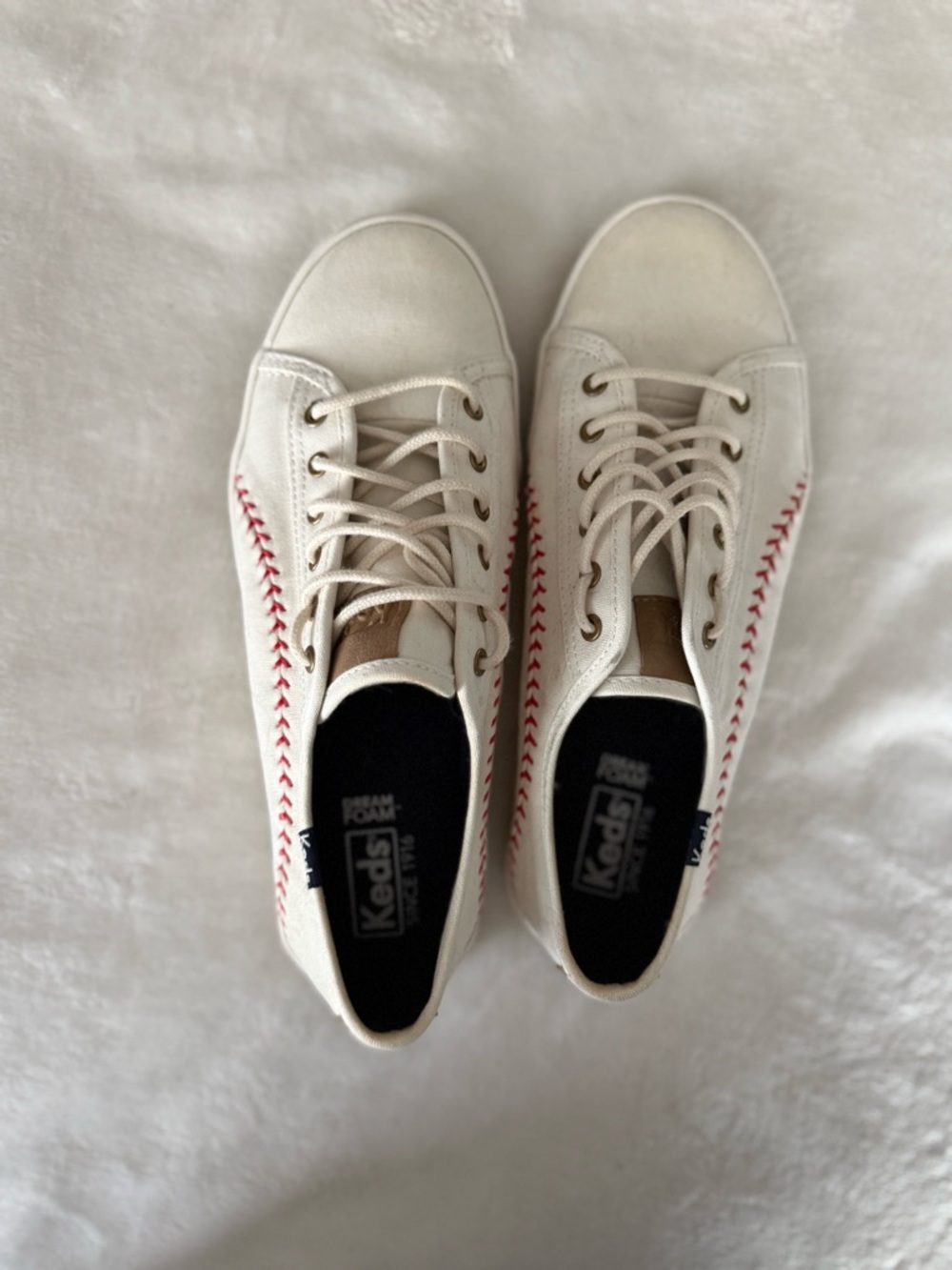 Keds BASEBALL Canvas Sneakers with Red Stitching